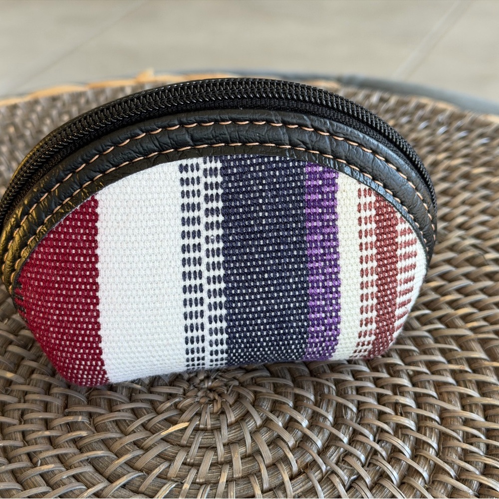 Handcrafted Woven Leather Guatemalan Coin Purse - medium